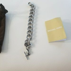 Auth Micheal Kors silver toned crystal bracelet