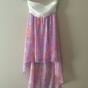 XL Floral Strapless High-low Dress
