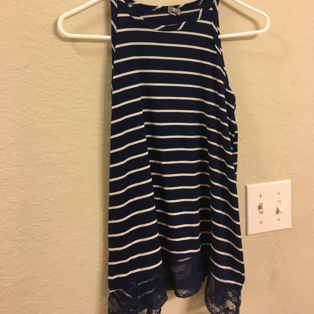 Blue and white striped tank top