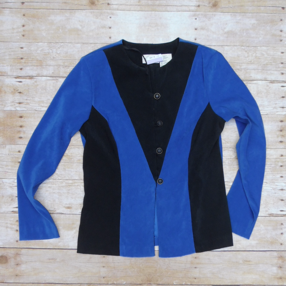 EUC vintage blue and black suede like blazer