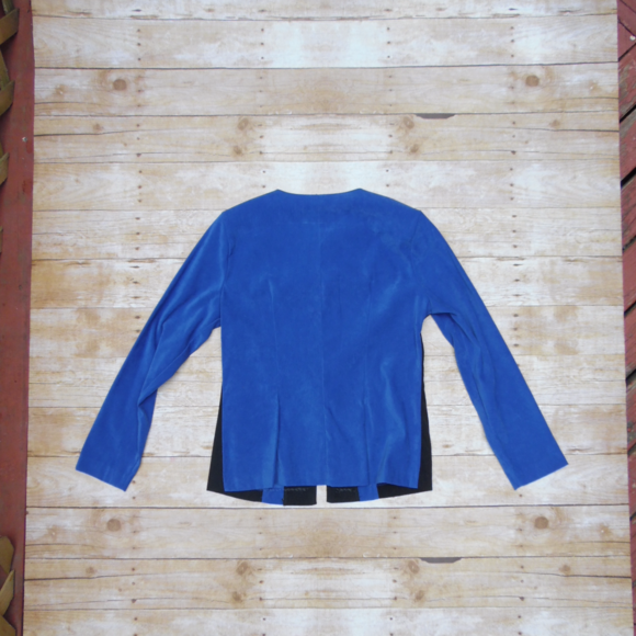 EUC vintage blue and black suede like blazer - Picture 3 of 6