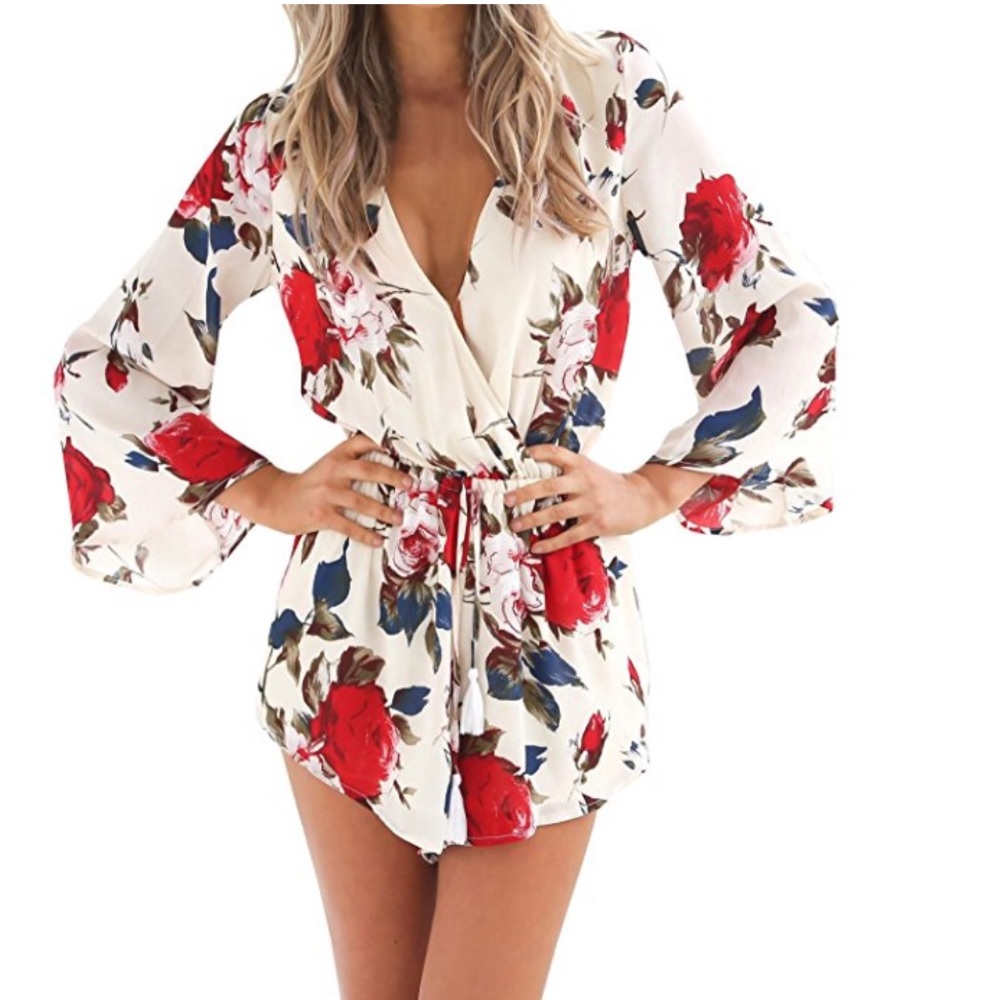 Garden wrap loose romper
