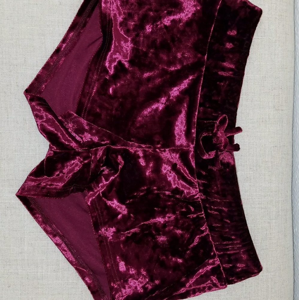 Burgundy velvet shorts