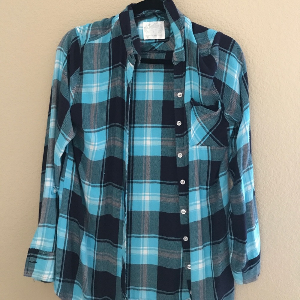 Justice beautiful blues plaid shirt
