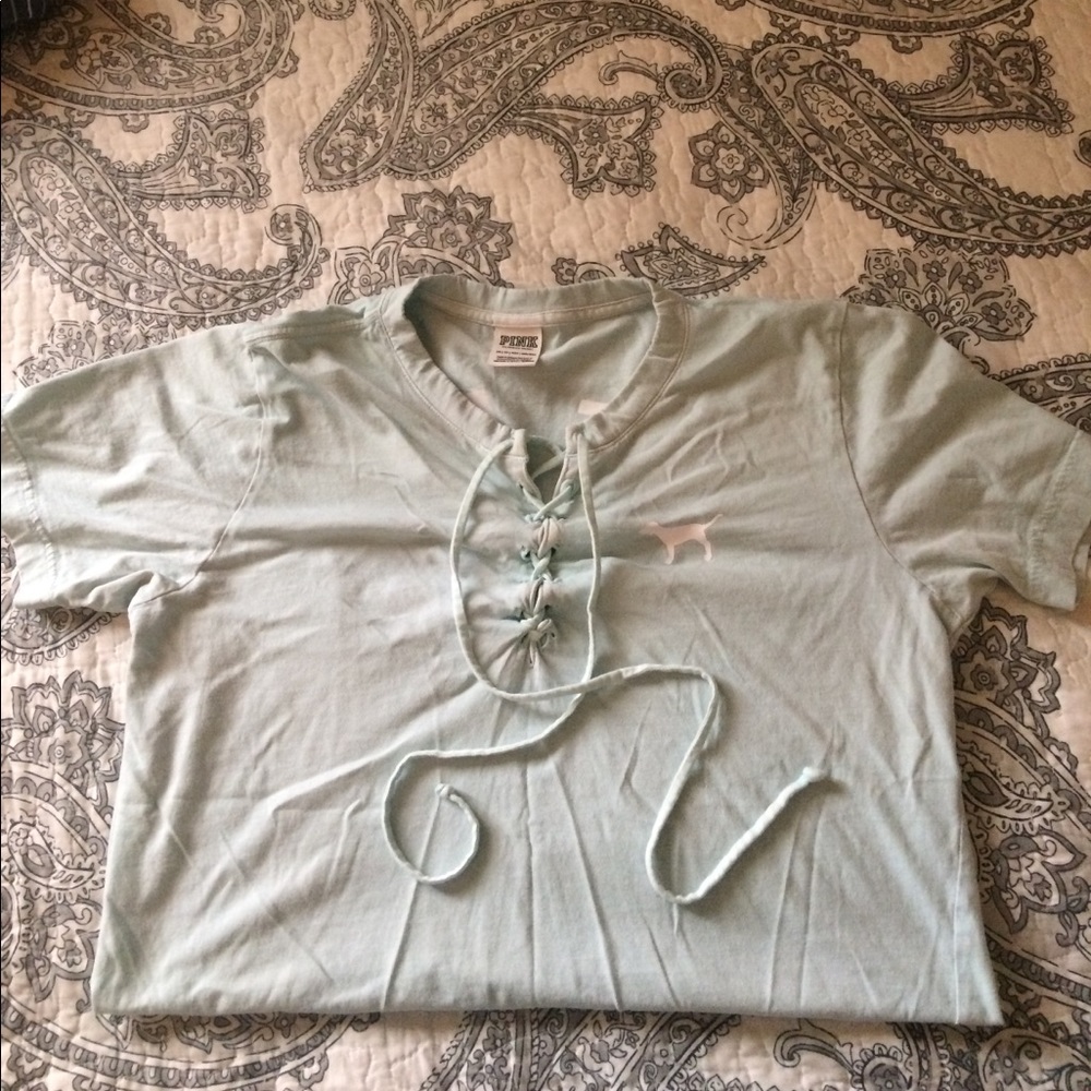 PINK Victoria's Secret Light Blue Tie Top