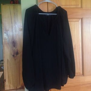 Black V-neck blouse