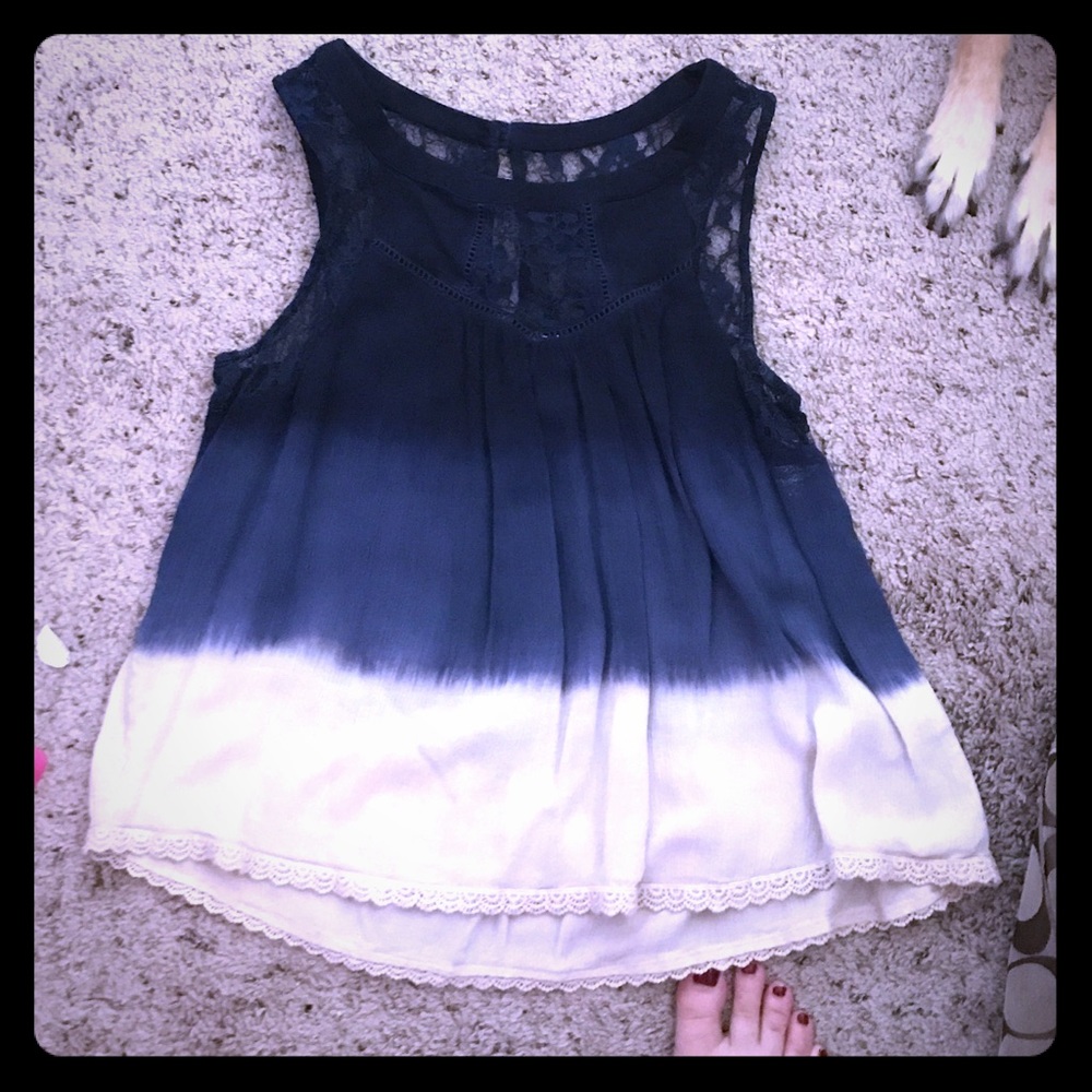 Ombré blue to tan flowy top