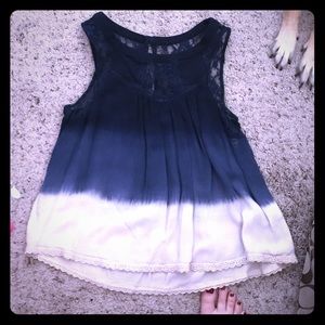 Ombré blue to tan flowy top