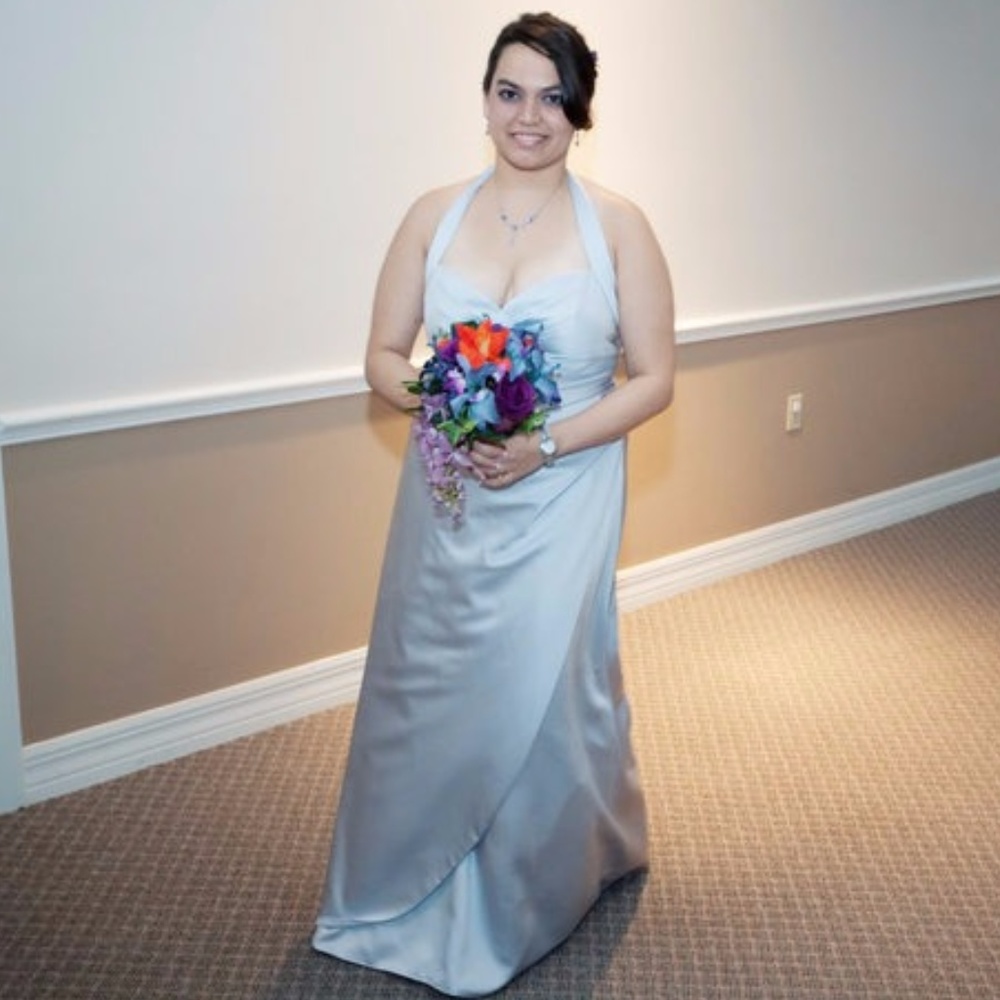 David's Bridal Silver Halter side ruched
