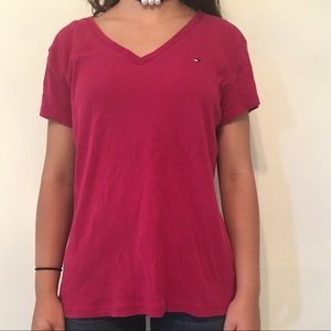Maroon V Neck Tommy Hilfiger Shirt
