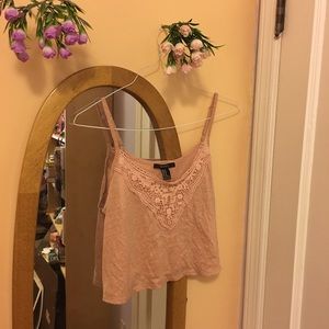 pink crochet lace cropped cami