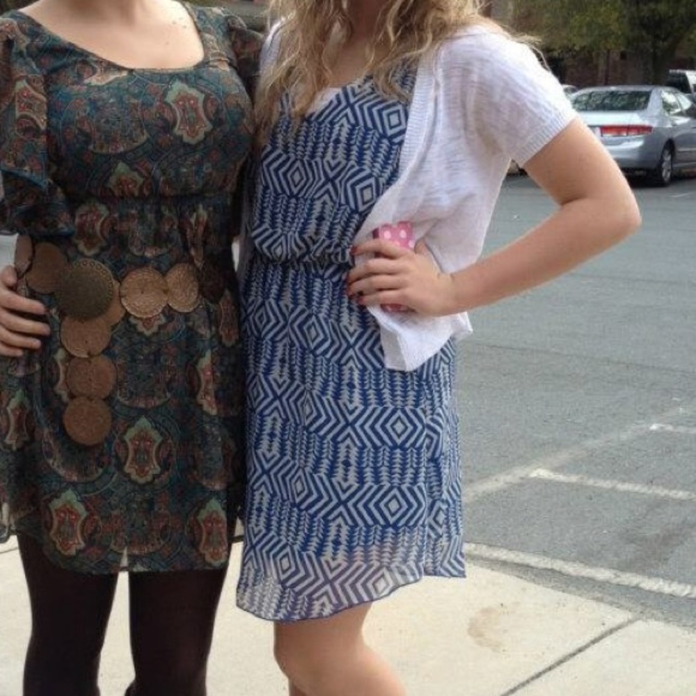 Aztec Patterned Blue Dress