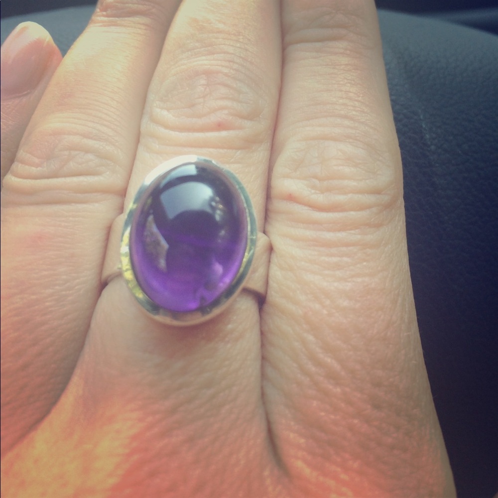 Beautiful Purple Stone Ring set in Sterling Silver