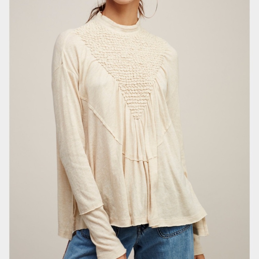 NWOT Free People Mock Neck Long Sleeve Tee