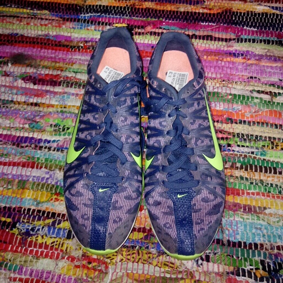 Purple and green cheetah print Nike soccer shoes - Picture 2 of 3