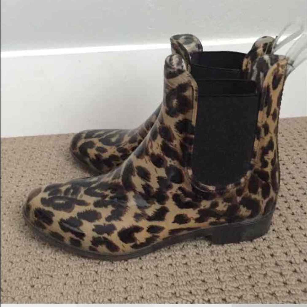 Jcrew leopard print rain booties