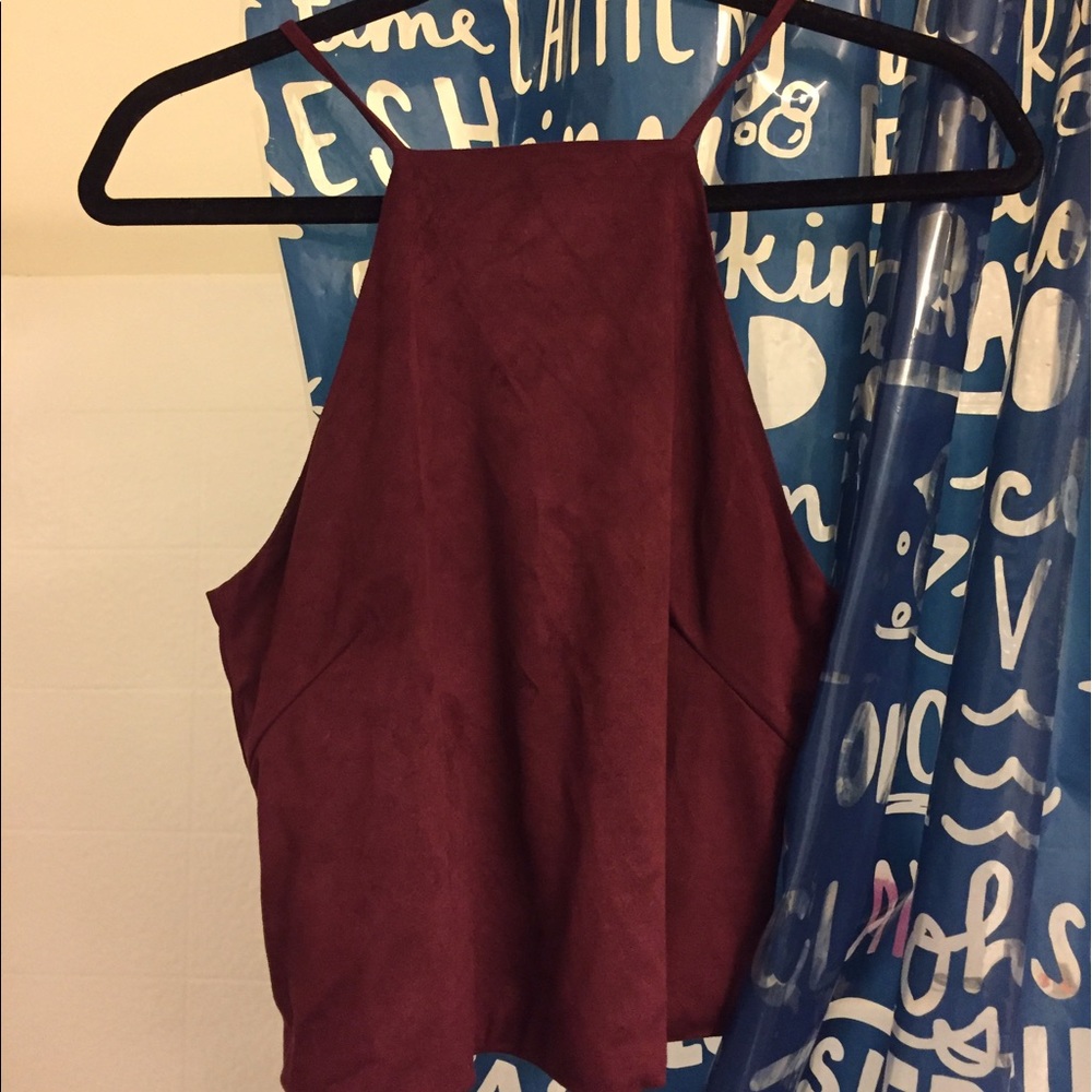 Oliveacous faux suede halter top