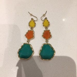 Yellow, orange and green dangle earrings