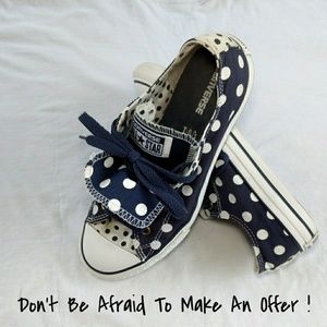 Blue, polkaDot, converse, All Star, Shoes,