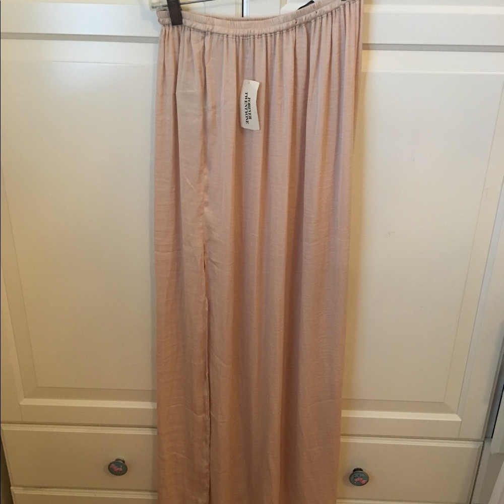 Forever 21 satin- like maxi skirt with high slit