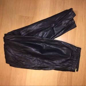 pleather leggings with zippers on the ankles