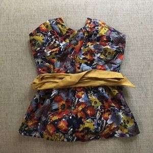 Anthro strapless peplum top with removable sash