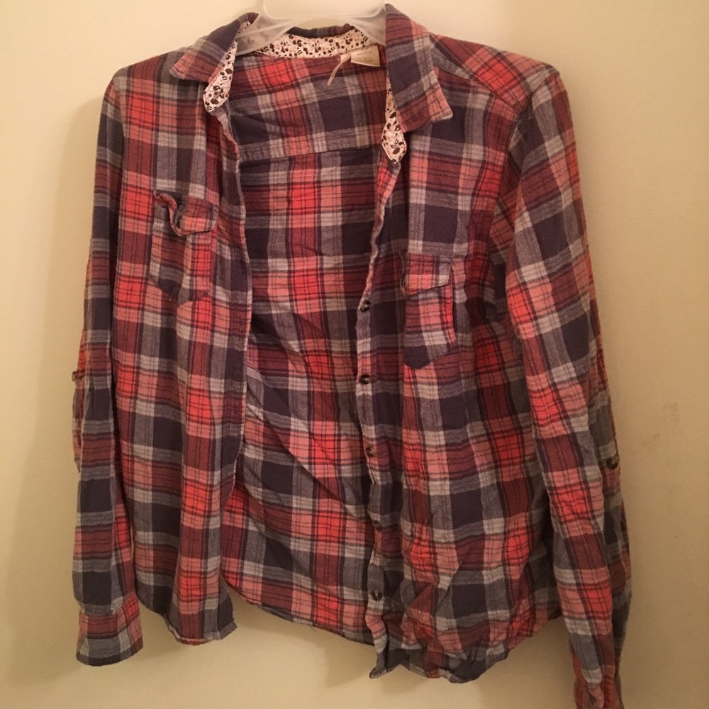 Red, white, gray flannel