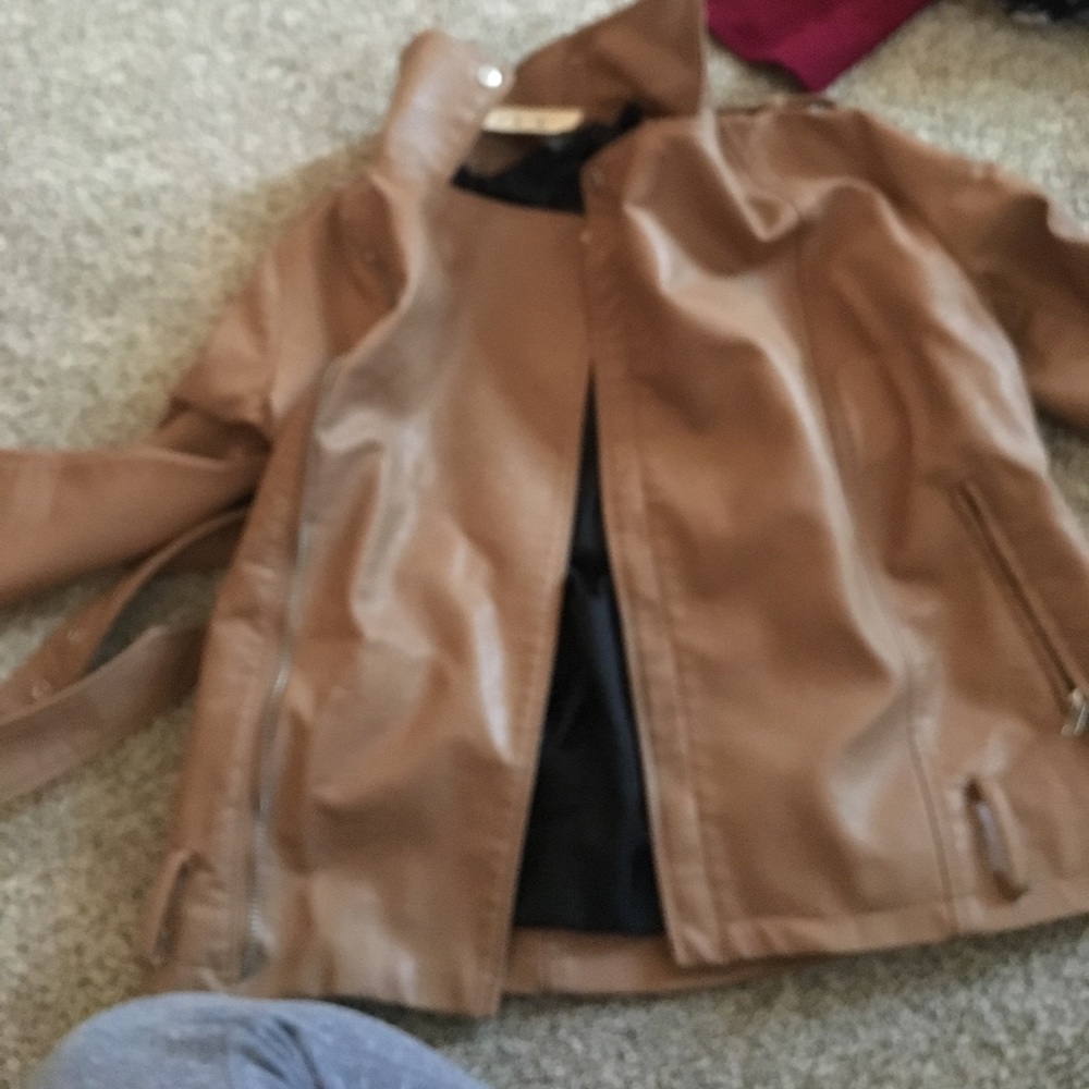 Pleather jacket with belt