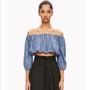 Theory OFF-THE-SHOULDER CROP TOP small