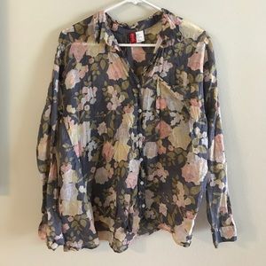 Floral Lightweight Button-Down Blouse