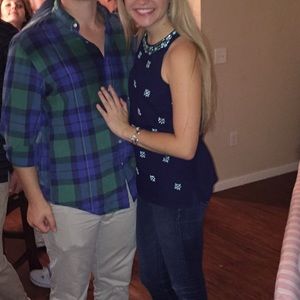 WORN ONCE Vineyard Vines blue/green Beaded Blouse