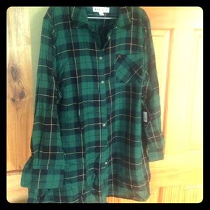 Green plaid blouse