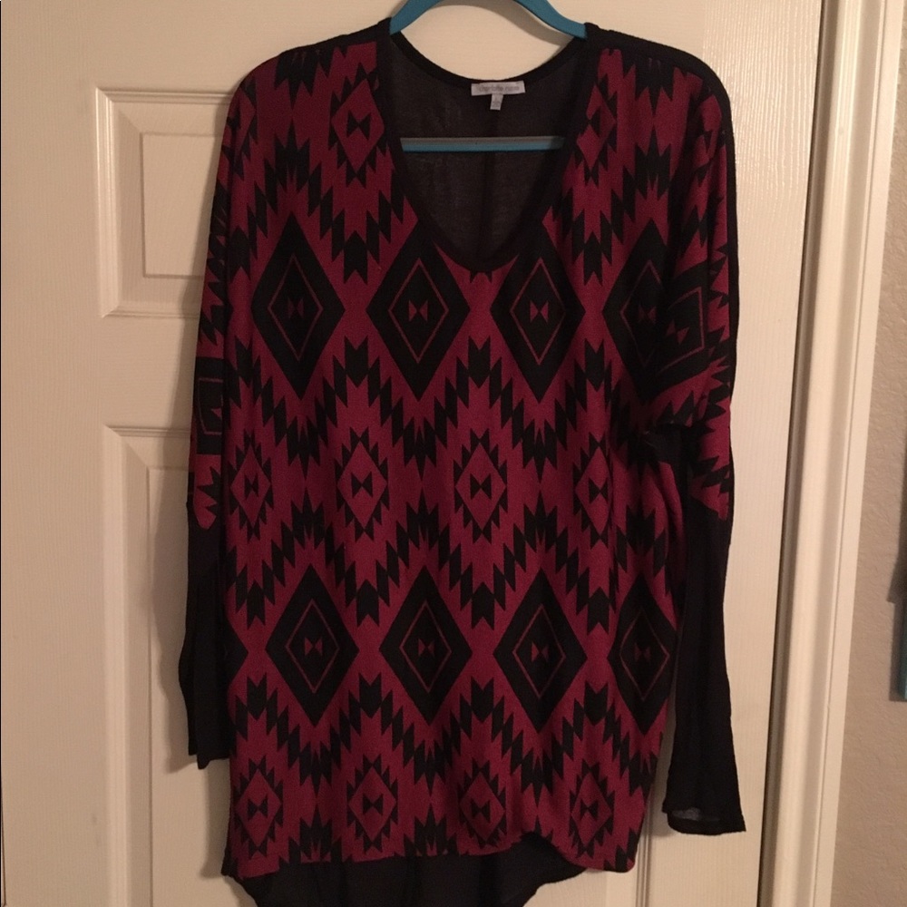 Slouchy maroon Aztec sweater