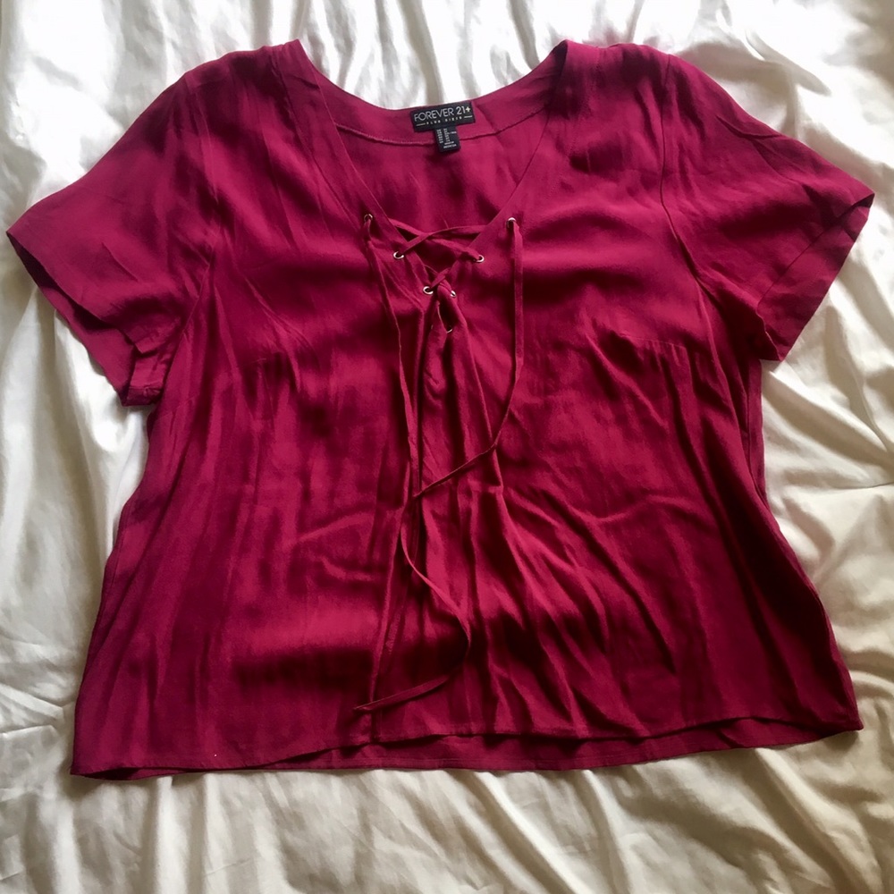 Forever 21 plus sized lace up top