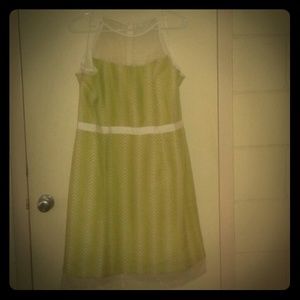 NWT J Taylor Retro lime green dotted dress