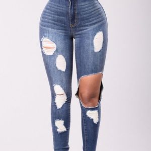 High Waisted Ripped Jeans