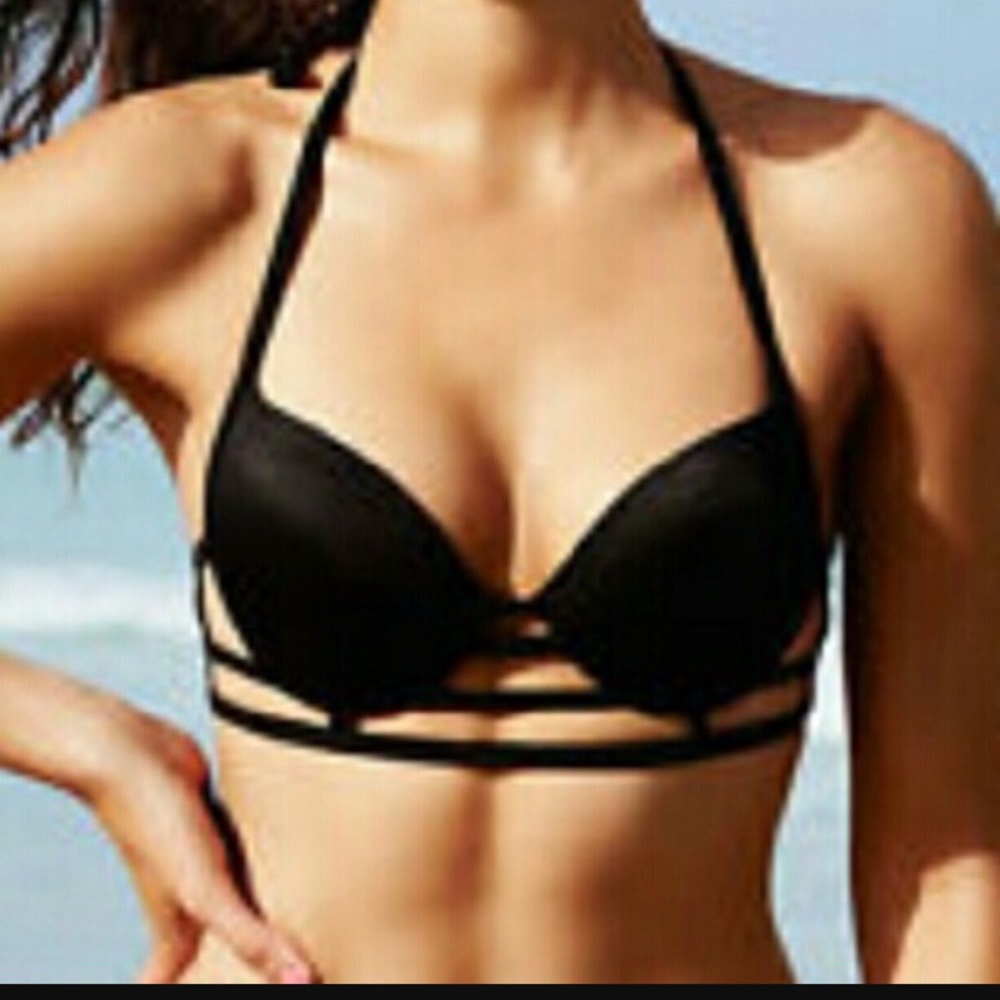 Victoria Secret Pink black caged bikini top