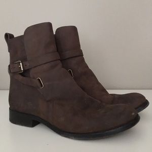 Dark brown suede ankle booties