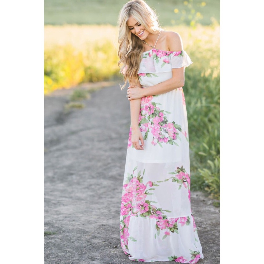 1HR CLEARANCE✨New white floral maxi dress - Picture 2 of 7