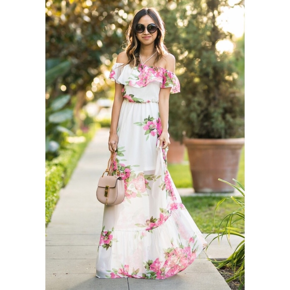 1HR CLEARANCE✨New white floral maxi dress - Picture 3 of 7