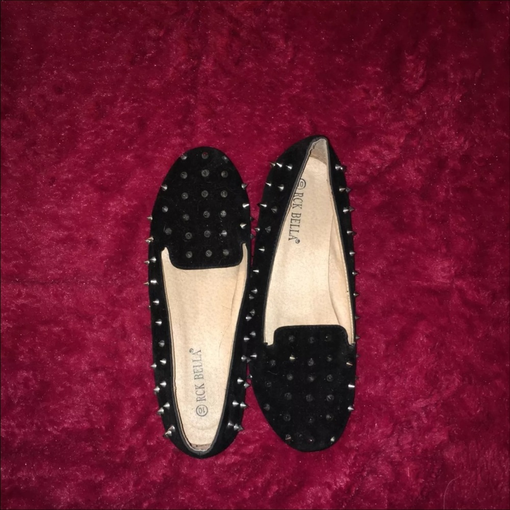 studded black loafers