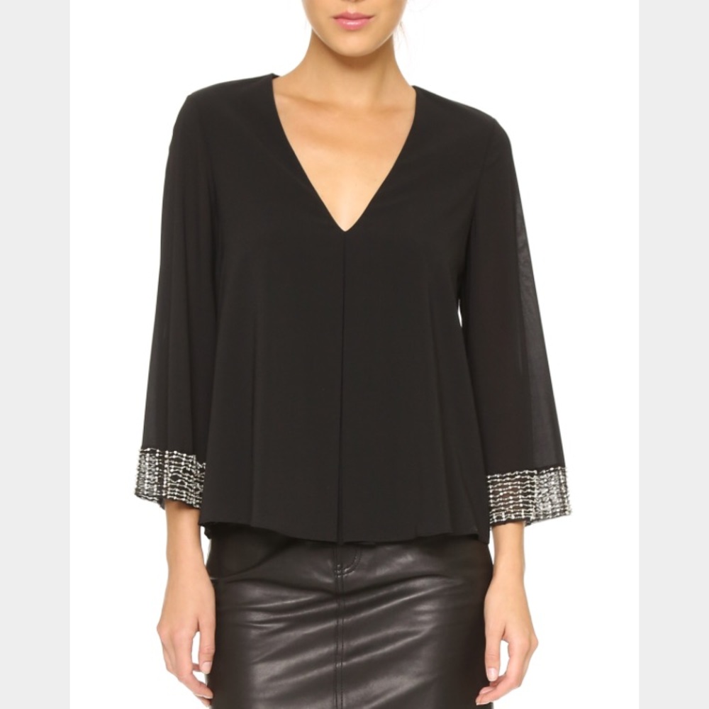 Alice + Olivia Catriona Embellished Sleeve Silk