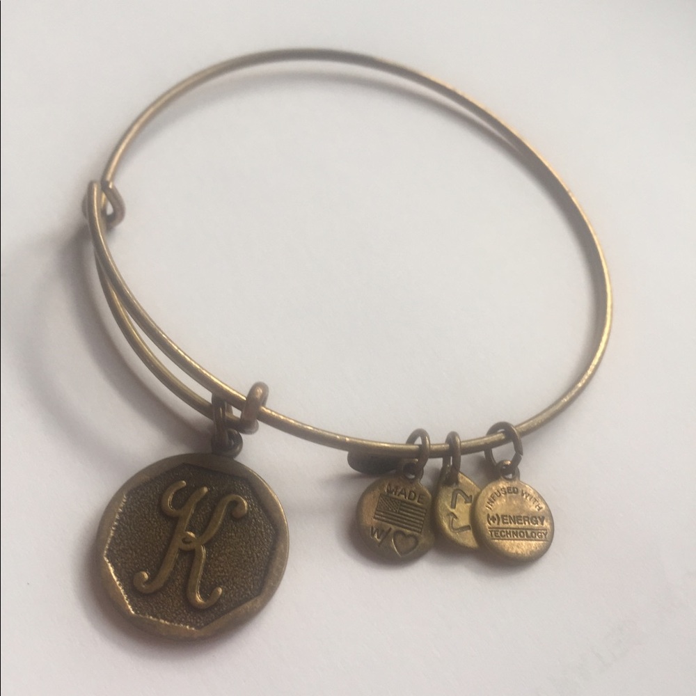 Alex and Ani gold bangle letter K