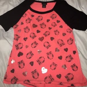 owl baseball styled t-shirt