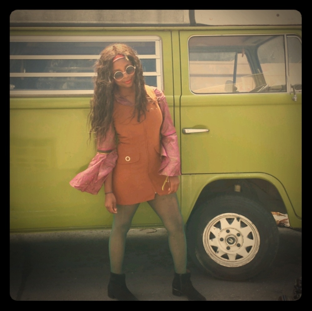 VTG Zip Up Faux Suede Retro 70s Dress