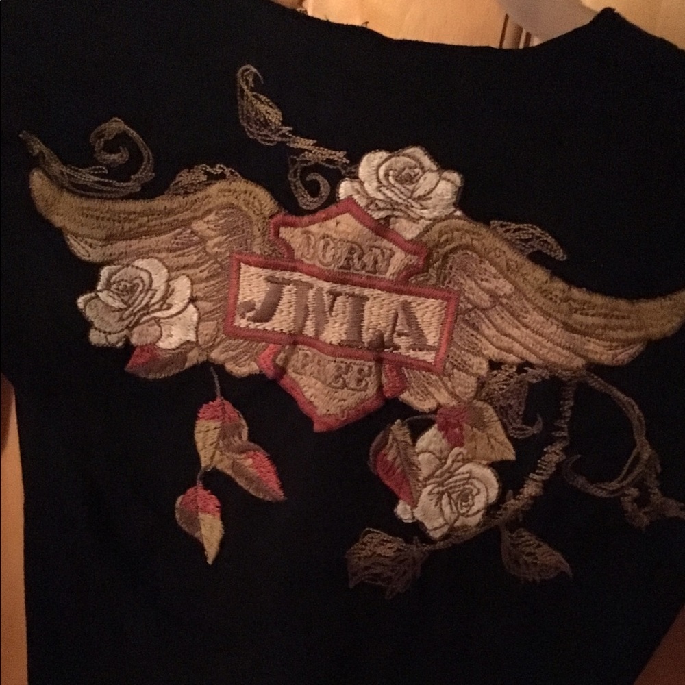 Johnny Was Long Sleeve black embroidered shirt