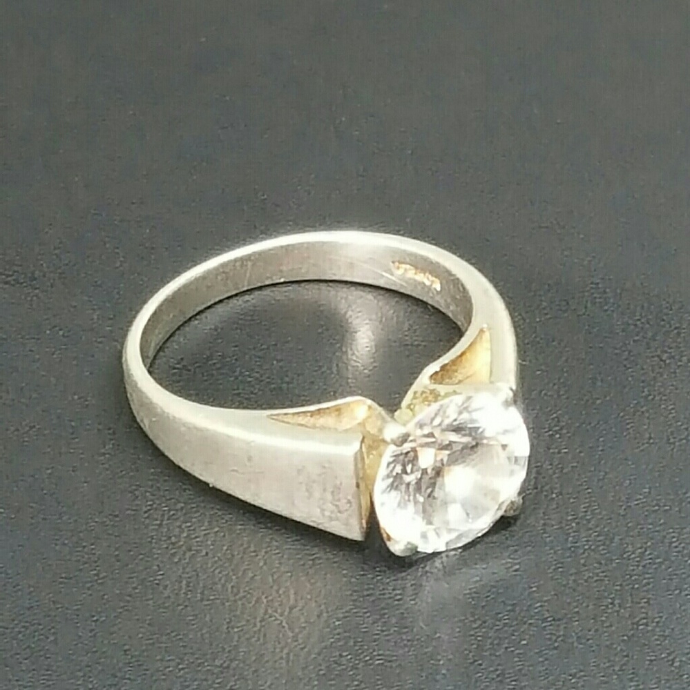 Vintage Sterling Silver QVC Diamonique Ring