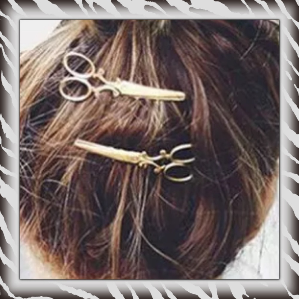 2pcs trendy scissors silver hair Bobby pin