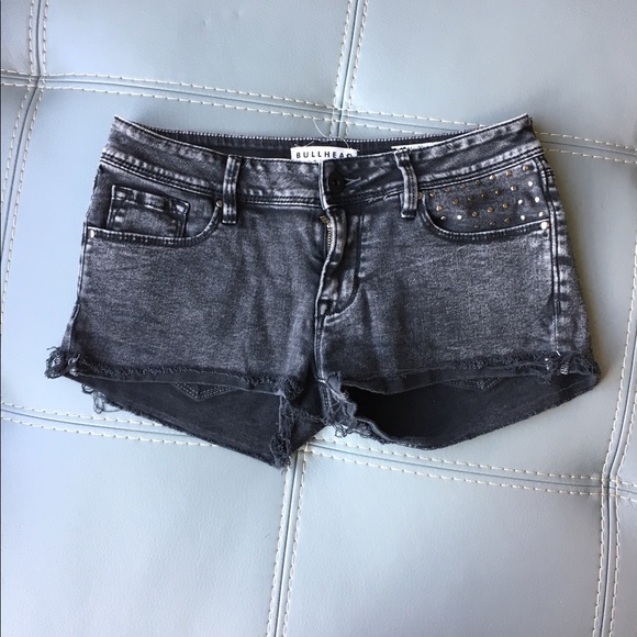 Black Denim Shorts with Studded Detail - Picture 2 of 4