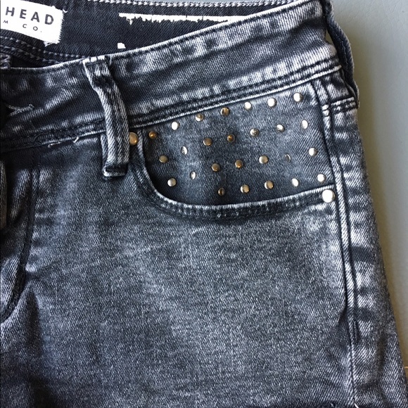 Black Denim Shorts with Studded Detail - Picture 4 of 4